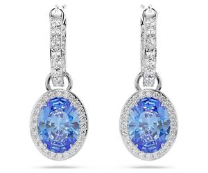 Una Angelica drop earrings, Oval cut, Blue, Rhodium plated