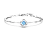 Una bangle, Clover, Blue, Rhodium plated