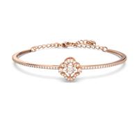 Una bangle, Clover, White, Rose gold-tone plated