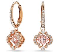 Una drop earrings, Clover, Pink, 18K rose gold finish