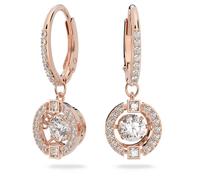 Una drop earrings, Round cut, White, 18K rose gold finish