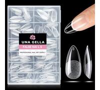 UNA GELLA Almond Nail Tips: 216PCS False Nail Extensions For Medium Almond Shape Full Cover Acrylic Fake Nails For Beginner Easy To Diy Home 12sizes