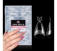UNA GELLA Almond Nail Tips 216Pcs Medium Almond False Nails Half Cover Fake Nails Clear Press on Nails Acrylic Gel Nails Extensions Art Home Salon 12 Sizes