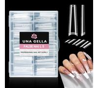UNA GELLA Coffin Fake Nail Tips - 216Pcs Extra Long Coffin Acrylic False Nails Clear Long Ballerina Nails Half Cover Nail Tips for Nail Salon Home Art DIY 12 Sizes