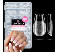UNA GELLA Coffin Fake Nails - 504Pcs Short Coffin Nail Tips, Soft Acrylic False Nails Full Cover - No C Curve Nail Tips Gel Extensions for Home Art DIY 12 Sizes