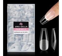 UNA GELLA Coffin Nails Tips, 216 PCS Soft Gel Nail Tips Coffin Half Matte Full Cover False Nails Pre-shaped Clear Acrylic Press on Nails Medium for