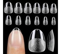 UNA GELLA Extra Short Almond Nail Tips 12 Sizes Short Almond Gel Nail Tips 120Pcs Soft Gel Clear Full Cover Nails Tips Acrylic False Nails Press On Nails for Extensions DIY Salon