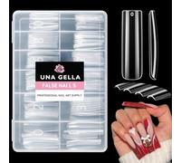 UNA GELLA Full Cover Nail Tips Square Gel Nails 120 PCS No C Curve XXL Extra Long Straight Curved Fake Tapered For Acrylic Salon Home DIY with Box