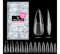 UNA GELLA Long Stiletto Nail Tips, 504Pcs Stiletto Almond False Nails Full Cover Fake Nails Soft Acrylic Gel Nails - 12 Sizes No C Curve for Nail Extensions Home Art Salon