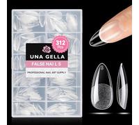 UNA GELLA Medium Almond Nail Tips 312pcs Half Matte False Nails Gel 12 Sizes