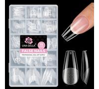 UNA GELLA Medium Coffin Gel Nail Tips 300PCS Clear Fake Nails Full Cover