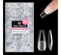 UNA GELLA Medium Coffin Nails Tips, 312Pcs Pre-Etched Gel Nail Tips Coffin Press On Nails Clear Full Cover for Nail Extensions & DIY Art Salon at Home, Long Lasting 12 Sizes