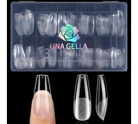 UNA GELLA Medium Coffin Nails Tips Gel Nail Tips Coffin 120pcs Half Matte Acrylic Full Cover Nail Tips Fake Nails Clear C offin Press on Nails for Nail Extensions Home DIY Salon 12 Sizes