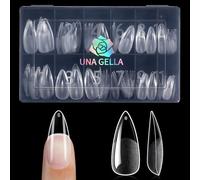 UNA GELLA Medium Stiletto Nail Tips Full Cover 120pcs Gel Nail Tips Stiletto Almond Pre-etched S tiletto Press on Nails Clear Acrylic Fake False Nails for Nail Extensions Home DIY Salon 12 Sizes