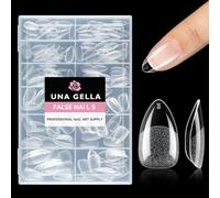 UNA GELLA Nail Tips, 216PCS Short Almond False Nail Tips For Gel Extensions - 12 Sizes Full Cover Basic Clear Gel Nails For Pre-Designed Press On Nails, 4 Weeks Long Lasting