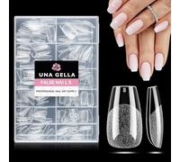 UNA GELLA Nail Tips: 216pcs Short Coffin Press on Nails Pre-shape Gel Nail Tips for Full Cover Acrylic Nails False Nails For Nail Extension Home DIY Salon 12 Sizes Gelly Tips Short Coffin