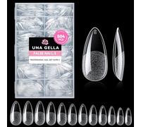 UNA GELLA Nail Tips, 504PCS Clear False Nail Medium Almond Shape For Gel Extensions - 12 Sizes Soft Acrylic Gel Press On Nails No C Curve Gift For Diy At Home