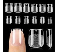 UNA GELLA Nail Tips Square: Pre-etched Matte Extra Short Square Soft Gel Nail Tips Full Cover 120pcs False Fake Nails Tips for Acrylic Nails Clear Gelly Tips Home DIY Salon 12 Sizes for Women