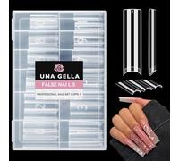 UNA GELLA Nail Tips Square XXL Tips 120 PCS No C Curve Gel Tips Extra Long Square Straight Nails Half Fake Nail Tips No Trace for Acrylic Nails Tips for Home DIY with Box