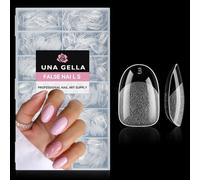 UNA GELLA Oval Round Nail Tips Half Matte 504pcs Short Oval Round Gel Nail Tips Easily Nail Extension for False Fake Acrylic Press On Nails, 12 Sizes Short Gelly Tips