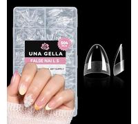 UNA GELLA Short Almond Gel Nail x Tips Half Cover 504PCS Extra Short Fake Nail Tips Almond Shape 12sizes Pre Etched Salon Quality Soft Acrylic Press On Nails for Home Nails Extension