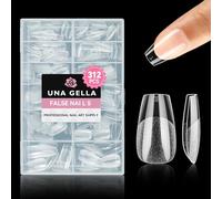UNA GELLA Short Coffin Nail Tips 312pcs Full Cover Soft Gel False Nails
