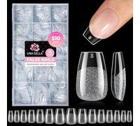 UNA GELLA Short Coffin Nails Tips: 510Pcs Soft Gel Nail Tips C offin Acrylic Full Cover Short Coffin Press on Nails Pre-shaped Half Matte Clear False Nails For Nail Extensions Home DIY Salon 15 Sizes