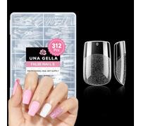 UNA GELLA Short Square Gel Nail Tips: 312pcs Square Fake Nails Pre-File Soft Gel Nails Tips for Full Cover Acrylic Nails False Nails12 Sizes Press on Nails for Nail Extensions Home DIY Salon