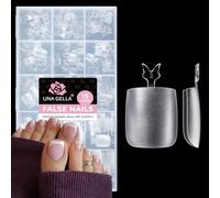 UNA GELLA Square False Toenails 216Pcs Full Cover Long Wider Toe Nails - Soft Gel Toe Nail Tips, Pre-Etched Matte Fake Toenails Press On for Nail Extensions, Home DIY & Salon, Soak Off 15 Sizes