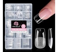 UNA GELLA Square Gel Nail Tips, 15 Sizes Medium Square Press on Nails, 300pcs Pre Etched Soft Gel Fake Nails Full Cover For Nail Extension Home DIY Nail Salon for Women