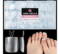 UNA GELLA Square Toe Nail Tips For Big Toe, 504Pcs 15Sizes Soft Gel Full Cover Toe Nail Tip Pre-buff Fake Acrylic Toe Nail Press Ons Soak Off Pedicure For Nail Extensions Home DIY Nail Salon