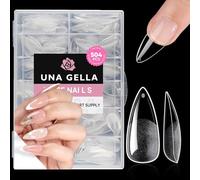UNA GELLA Stiletto False Nails 504Pcs Medium Almond Stiletto Gel Nail Tips - Clear Soft Acrylic Nails Full Cover Fake Nails Extensions Home Salon DIY 12 Sizes