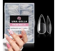 UNA GELLA Stiletto Nail Tips - 216Pcs Medium Stiletto Fake Nails Full Cover False Nails Clear Soft Nails Acrylic Gel Extensions for Home Art Salon 12 Sizes