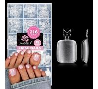 UNA GELLA Toe Nail Tips Full Cover, 216 Pcs Square Round False Toenails Clear Pre-Shape Gel Toe Nail Tips Double Matte Acrylic Fake Toenails Extensions DIY Home Nail Salon for Women, 15 Sizes