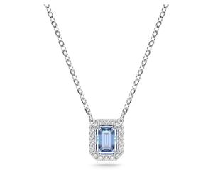 Una necklace, Octagon cut, Blue, Rhodium plated