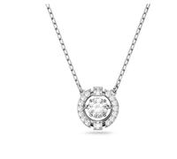 Una necklace, Round cut, White, Rhodium plated
