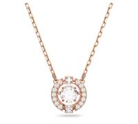 Una necklace, Round cut, White, Rose gold-tone plated