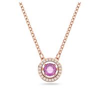 Una pendant, Round cut, Long, Purple, 18K rose gold finish