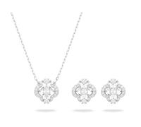 Una set, Mixed cuts, Clover, White, Rhodium plated