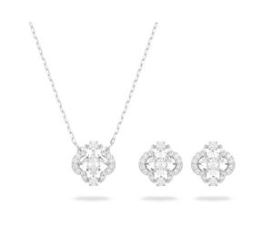 Una set, Mixed cuts, White, Rhodium plated