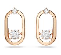 Una stud earrings, Round cut, Oval shape, White, Rose gold-tone plated