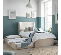 Una Warm Stone Fabric Guest Bed With Trundle - 3Ft Single