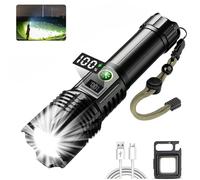 UNAGEA Rechargeable LED Torch,Super Bright 900000 High Lumens Torches with 5 Modes, Powerful USB-C Flashlight 26650 Battery Long Lasting, Waterproof Tactical Flash Light for Camping, Emergencies (M)