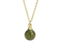 Unakite Crystal Necklace with Golden Chain,Essential Oils Diffuser Necklaces for Women Fshion Small Ball Pendant Chork Amulet Jewelry Gifts for Girls Birthday Christmas Unakite