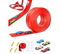 Unanmouspier Flexible Car Track, Diy Flexible Racing Track Toy, Rolls Up Portable Race Track With 4 Small Racecars and Suction Cups, Design Their Own Thrilling Courses (1.57 in)