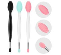 Unaone Lip Scrub Brush - 3 PCS Dual-ended Lip Scrubber Exfoliator and Silicone Lip Brush, 2-in-1 Silicone Lip Scrub Tool Lip Mask Applicator, Gentle Exfoliator & Applicator for Soft