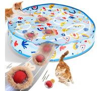 UNAQO Interactive Cat Toys, Fast Rolling Ball in Play Mat, Automatic Motion Activated Moving Ball Hide and Seek Game for Indoor Exercise Kicker, 28 Inch Play Mat