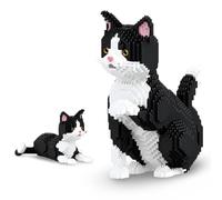 Unativer 2 in 1 Tuxedo Cat Building Set, 2019 PCS Dual Pose Sitting Lying Kitty Micro Brick Building Blocks Toys, Animals Building Model Kit, Educational Gift for Teens & Adults