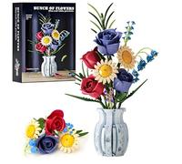 Unativer Flowers Bouquet Building Set with Vase, 787 PCS Roses Sunflower Bouquet Botanical Collection Kits, DIY Artificial Flowers for Home Decor, Gifts for Valentine's Day, Mother's Day, Birthdays