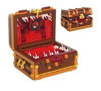 Unativer Halloween Monster Chest Building Set, 531 PCS Spooky Mimic Treasure Box Brick Model with Eyes & Teeth, Creative Spooktacular Toys for Kids & Adults, Fun Gift or Haunted Display Decoration